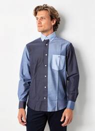 Chemise manches longues coupe droite bleu EDEN PARK homme