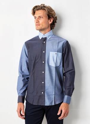 Chemise manches longues coupe droite bleu EDEN PARK homme
