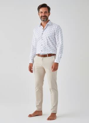 Chemise manches longues imprimé fantaisie blanc IZAC homme