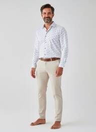 Chemise manches longues imprimé fantaisie blanc IZAC homme