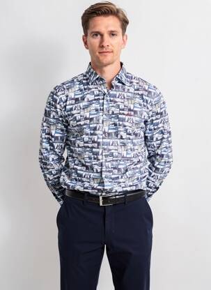 Chemise manches longues imprimé fantaisie bleu THE SURFCAR homme