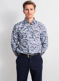 Chemise manches longues imprimé fantaisie bleu THE SURFCAR homme