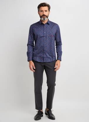 Chemise manches longues imprimé fantaisie bleu DARIO BELTRAN homme