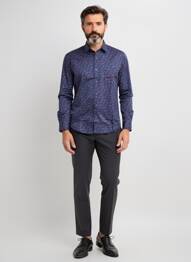 Chemise manches longues imprimé fantaisie bleu DARIO BELTRAN homme