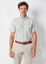 Chemise manches courtes imprimé fantaisie blanc DARIO BELTRAN homme