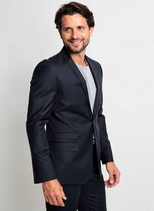 Blazer finition intérieure doublure imprimée bleu IZAC homme