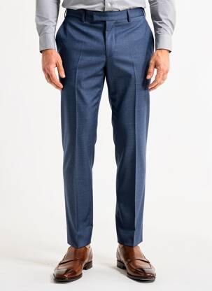 Pantalon slim tissage chiné taille normale bleu IZAC homme