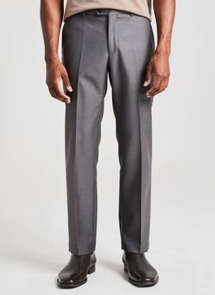 Pantalon droit tissage chiné taille normale gris PRE END homme