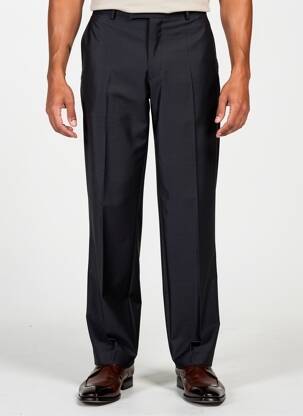 Pantalon droit tissage popeline taille normale bleu THOMAS GOODWIN homme