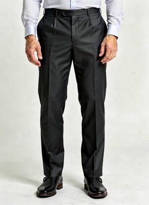 Pantalon droit tissage chiné taille normale gris STUDIO MILANO homme
