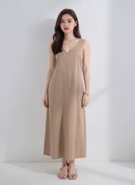 Robe longue sans manche sans manche marron ROBE LEGERE BY VERA MONT femme