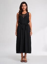 Robe longue sans manche sans manche noir LA FIANCÉE femme