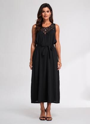 Robe longue sans manche sans manche noir LA FIANCÉE femme