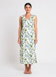 Robe longue imprimé fleurs sans manche bleu LA FIANCÉE femme
