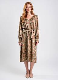 Robe mi-longue coupe fluide manches longues orange LA FIANCÉE femme