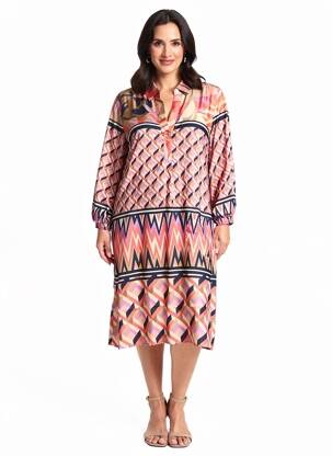 Robe mi-longue coupe fluide manches 3/4 rose BETTY BARCLAY femme