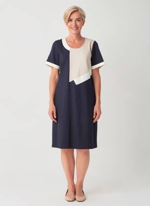 Robe mi-longue manches courtes manches courtes bleu GREGORY PAT femme