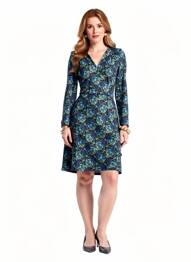 Robe mi-longue imprimé fantaisie manches longues noir LA FIANCÉE femme