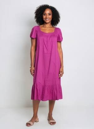 Robe mi-longue manches courtes manches courtes violet LA FIANCÉE femme