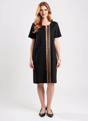 Robe mi-longue manches courtes manches courtes noir PAUL BRIAL femme