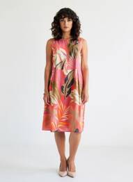 Robe mi-longue imprimé fantaisie sans manche rose BETTY BARCLAY femme
