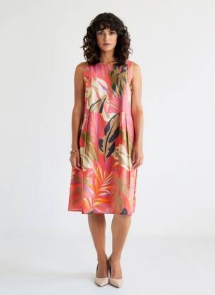 Robe mi-longue imprimé fantaisie sans manche rose BETTY BARCLAY femme