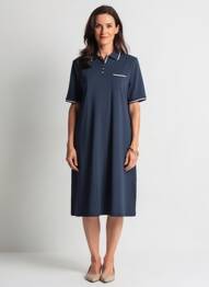 Robe mi-longue manches courtes manches courtes bleu GRIFFON femme
