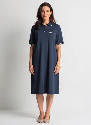 Robe mi-longue manches courtes manches courtes bleu GRIFFON femme