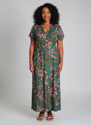 Robe longue manches courtes manches courtes vert LA FIANCÉE femme