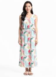 Robe longue tissage crêpe sans manche blanc GRIFFON femme