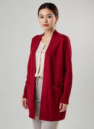 Gilet manches longues stretch rouge LA FIANCÉE femme