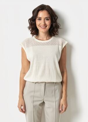 Pull coupe cintrée manches courtes beige LA FIANCÉE femme
