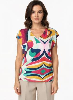 T-shirt col v manches courtes rouge LA FIANCÉE femme