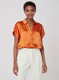 Blouse manches courtes manches courtes orange MISE AU GREEN femme