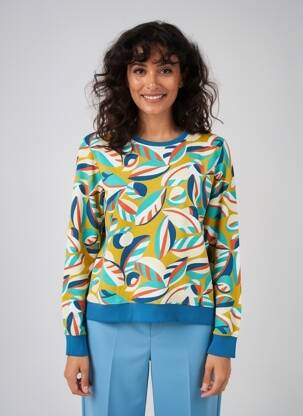 Sweat-shirt stretch manches longues bleu LA FIANCÉE femme