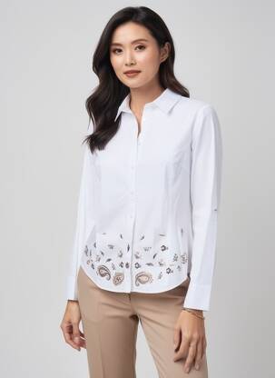 Chemisier coupe cintrée manches longues blanc MERI & ESCA femme