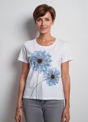 T-shirt sérigraphie avec strass manches courtes blanc GRIFFON femme