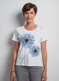 T-shirt sérigraphie avec strass manches courtes blanc GRIFFON femme