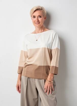 T-shirt manches 3/4 manches 3/4 beige I.ODENA femme