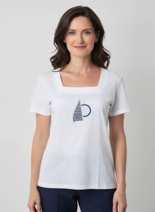 T-shirt coupe droite manches courtes blanc I.ODENA femme