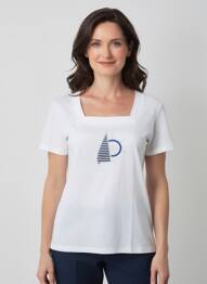 T-shirt coupe droite manches courtes blanc I.ODENA femme
