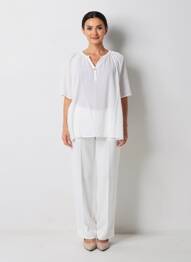 Tunique manches courtes tissage crêpe blanc LA FIANCÉE femme