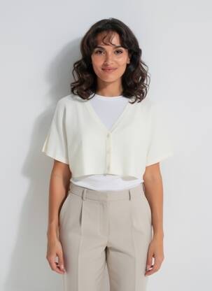 Gilet manches courtes fermeture boutonnée sur le devant jaune LA FIANCÉE femme