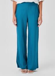 Pantalon large tissage popeline taille normale bleu LA FIANCÉE femme