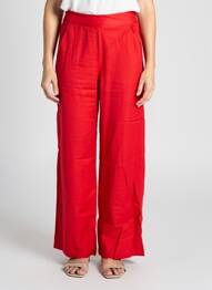 Pantalon large tissage popeline taille normale rouge LA FIANCÉE femme