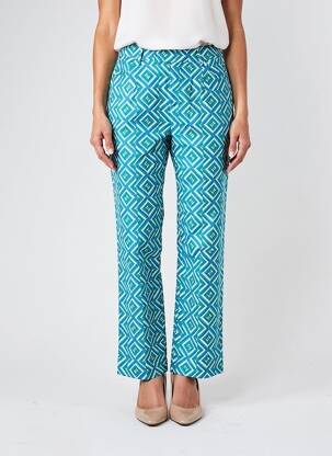 Pantalon droit fermeture zippée sous rabat avec crochet taille normale bleu LA FIANCÉE femme