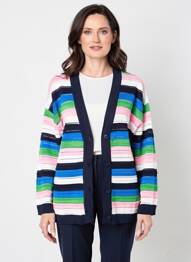Gilet manches longues col v bleu SCORZZO femme