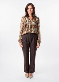 Blouse imprimé fantaisie manches longues marron YEST femme