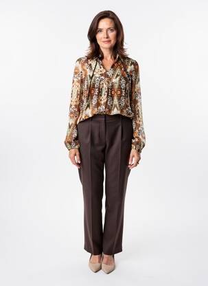 Blouse imprimé fantaisie manches longues marron YEST femme