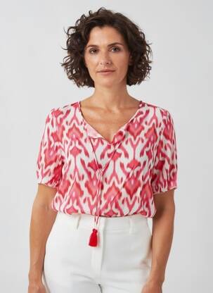 Blouse imprimé fantaisie manches courtes rouge YEST femme